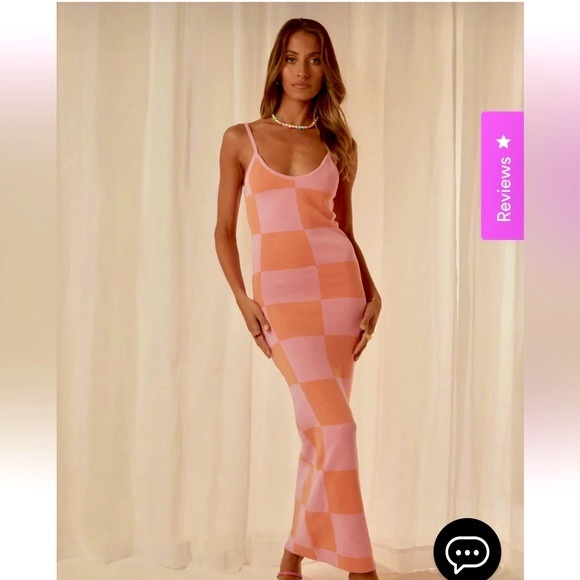 Peppermayo Dresses & Skirts - NWT’s Peppermayo Cali sweetheart pink & orange checkers knit maxi